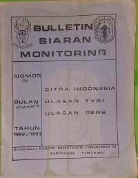 Image of Buletin Siaran Monitoring No. 09 Bulan Desember Tahun 1992/1993